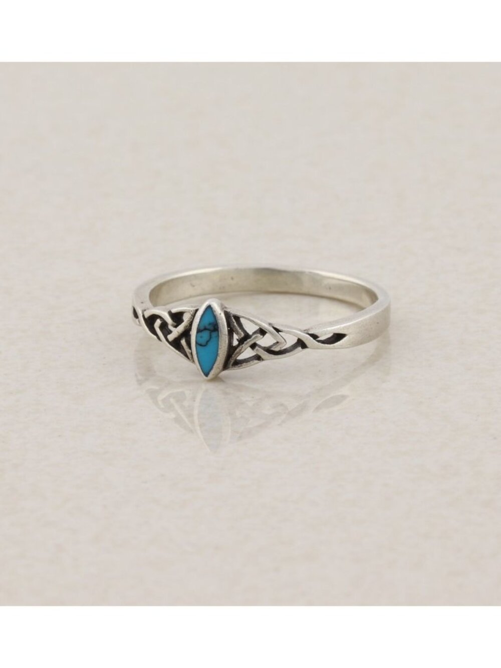 Sterling Silver Natural Turquoise Celtic Knot Ring Size 7 - Picture 6 of 7